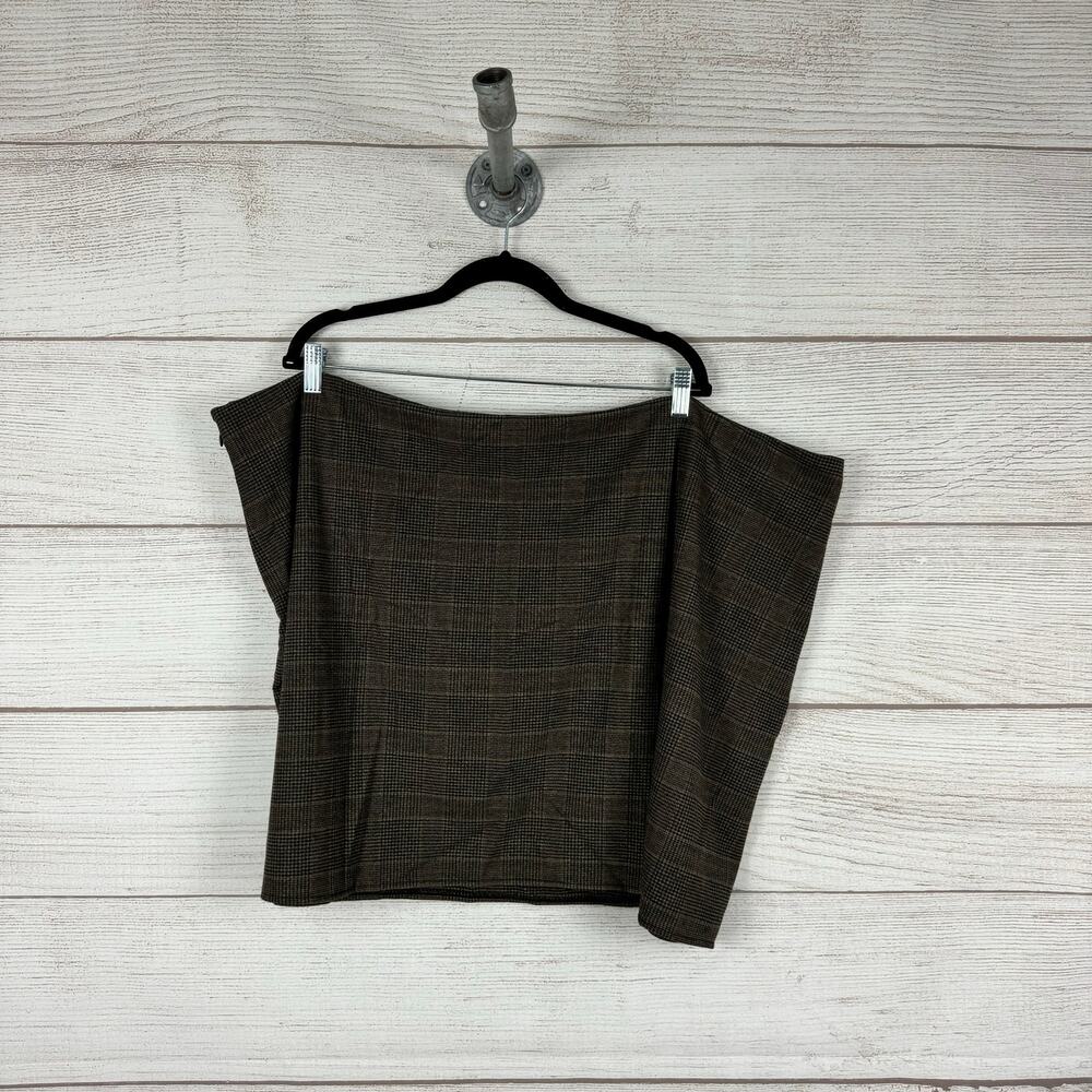 Old Navy Plus Size Brown Fall Plaid Mini Pencil Skirt Size 4X